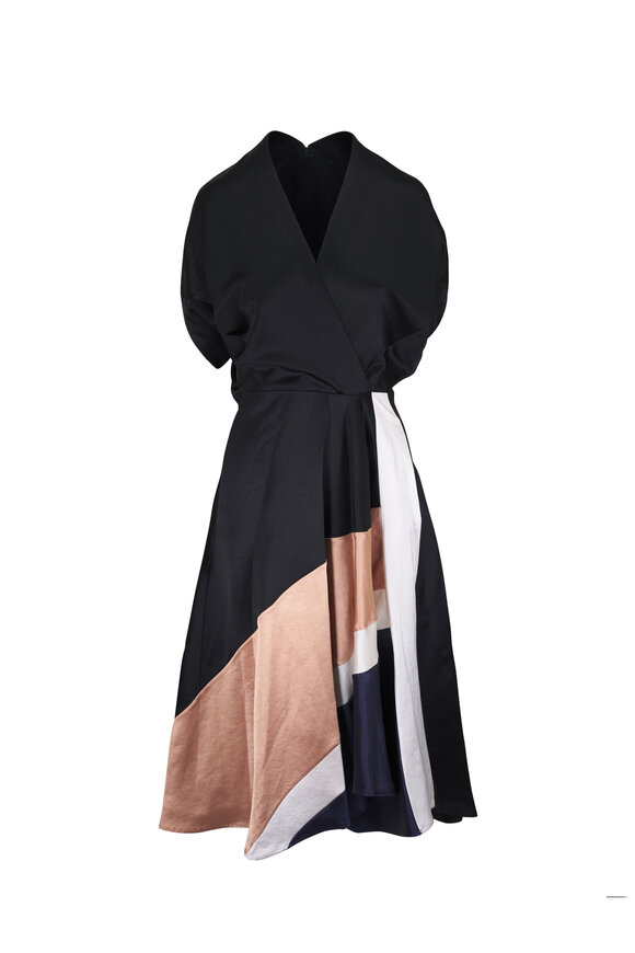 Zero + Maria Cornejo Black Multi Patchwork Aki Wave Dress