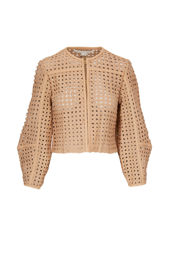 Veronica Beard - Fio Natural Basketweave Leather Jacket