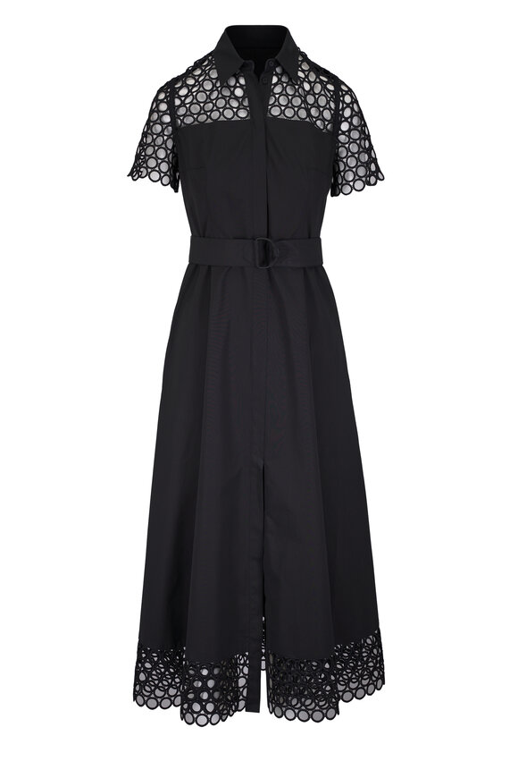 Akris Punto Dot Eyelet Black Midi Shirtdress