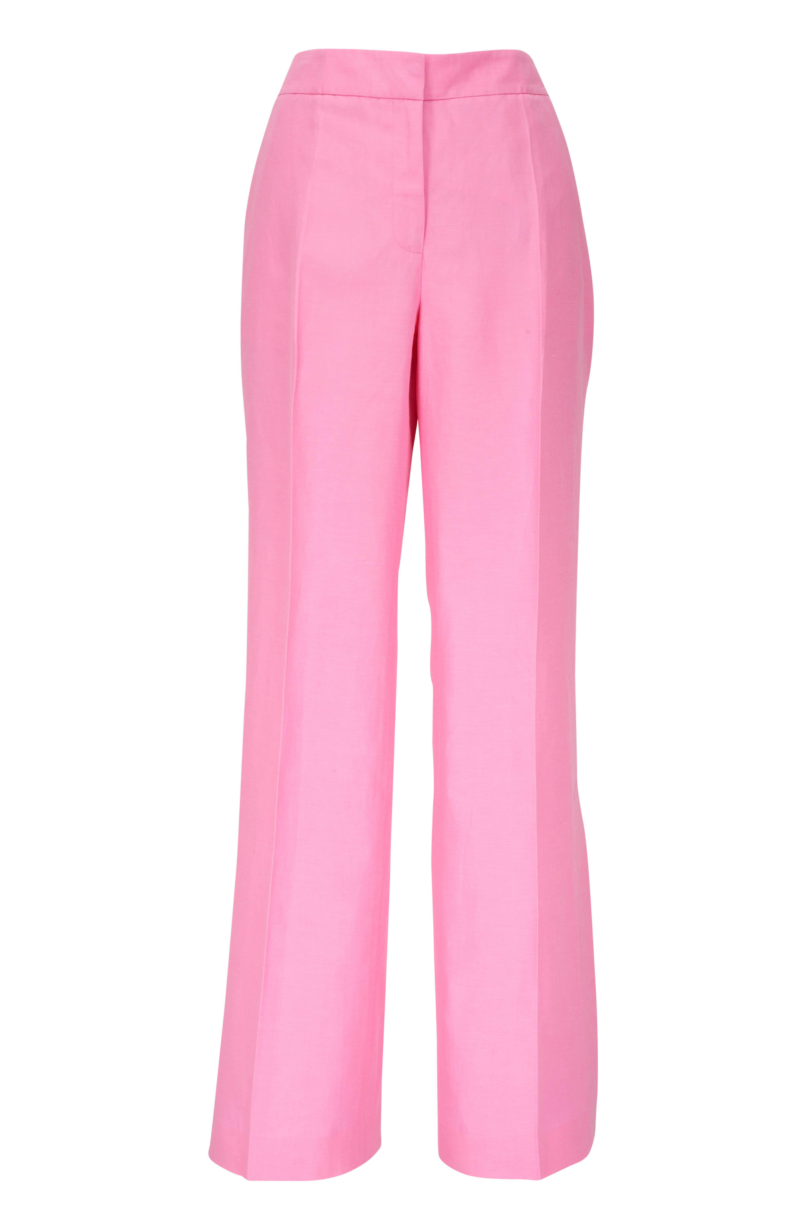 Lafayette 148 New York - Gates Pink Silk & Linen Side Slit Flared Pant