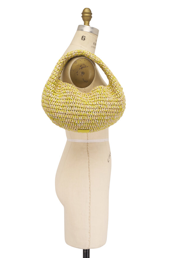 Khaite Medium Olivia Citron & White Raffia Hobo - view 6