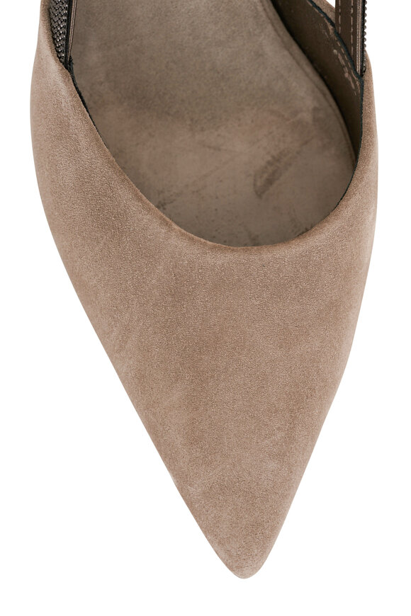 Brunello Cucinelli - Beige Suede Monili Strap Pump, 55mm