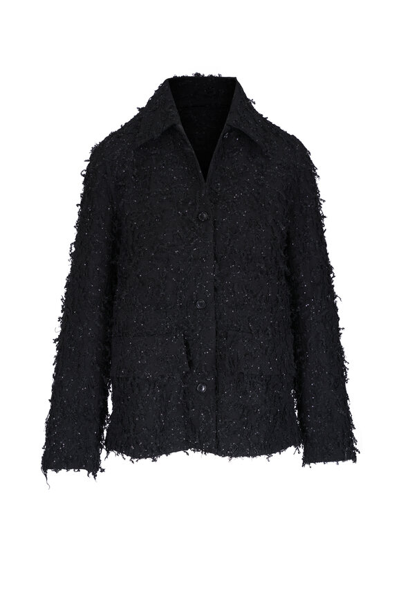 Akris Tomma Micro Sequin Fringe Boucle Jacket