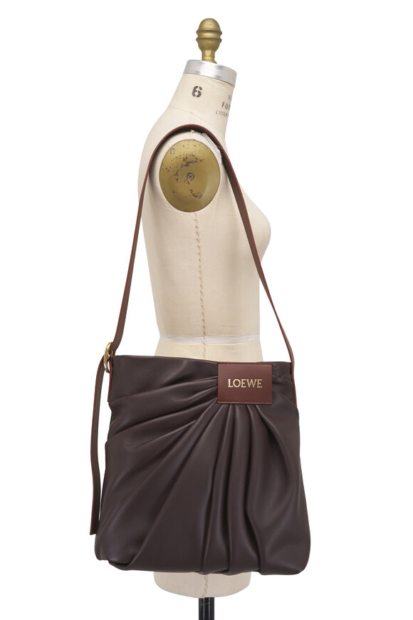 Loewe Draped Dark Chestnut Mellow Leather Tote - view 6
