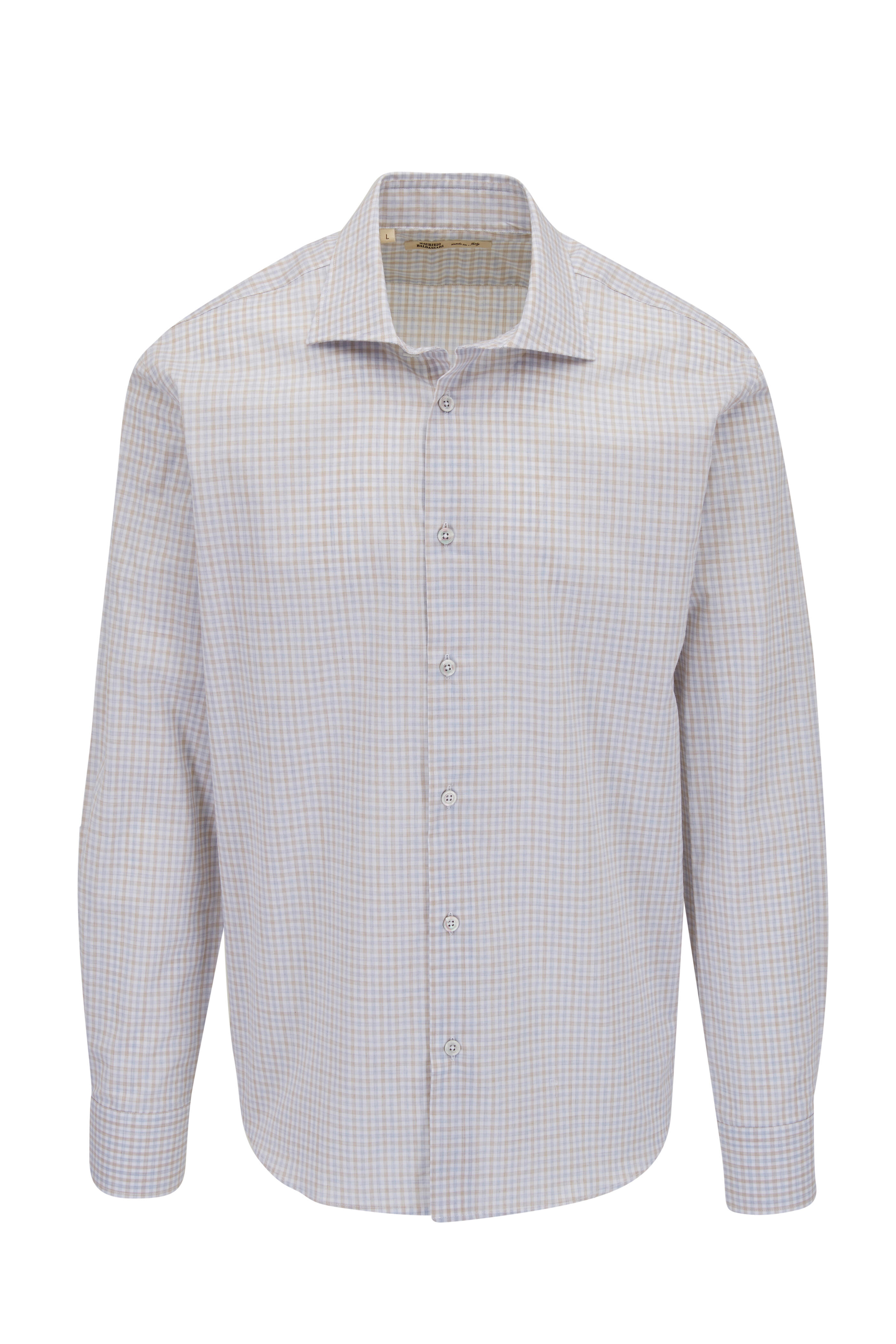 Maurizio Baldassari - Olive & Blue Cotton Check Sport Shirt