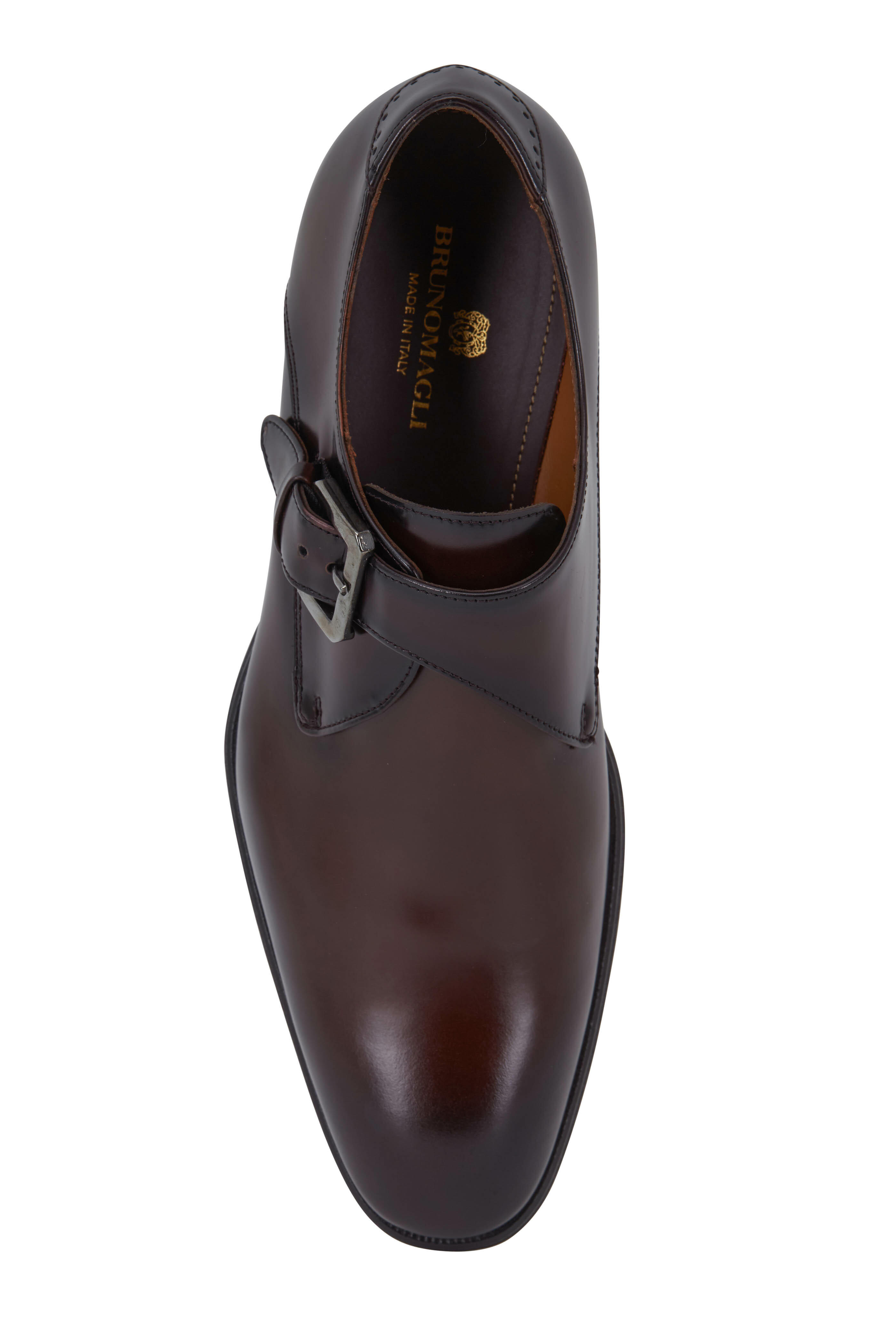 Bruno Magli Lucio Dark Brown Leather Single Monk Shoe