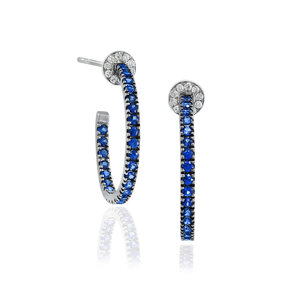 Nam Cho - Modern Blue Sapphire & Diamond Hoop Earrings