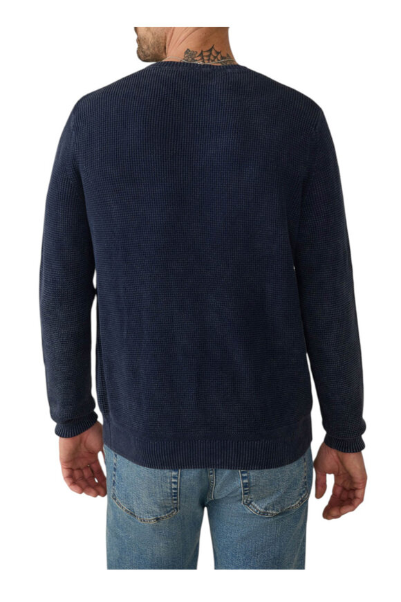 Faherty Brand Sunwashed Blue Nights Cotton Crewneck Sweater - view 4