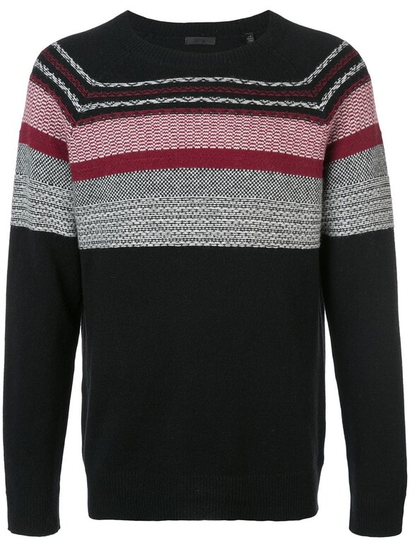 A T M - Black & Red Fair Aisle Wool Sweater