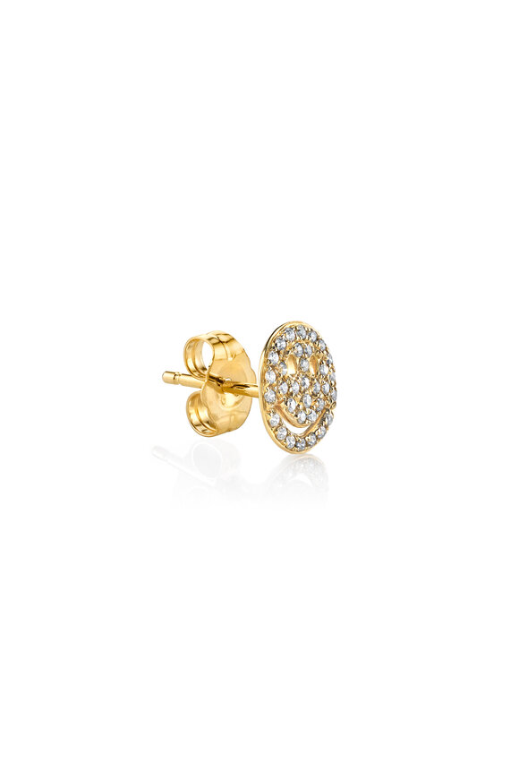 Sydney Evan - Pavé Happy Face Single Stud Earring