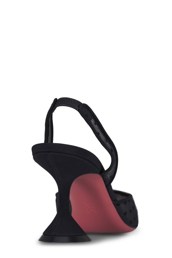 Amina Muaddi Holli Black Mesh Dot Slingback, 70mm - view 4