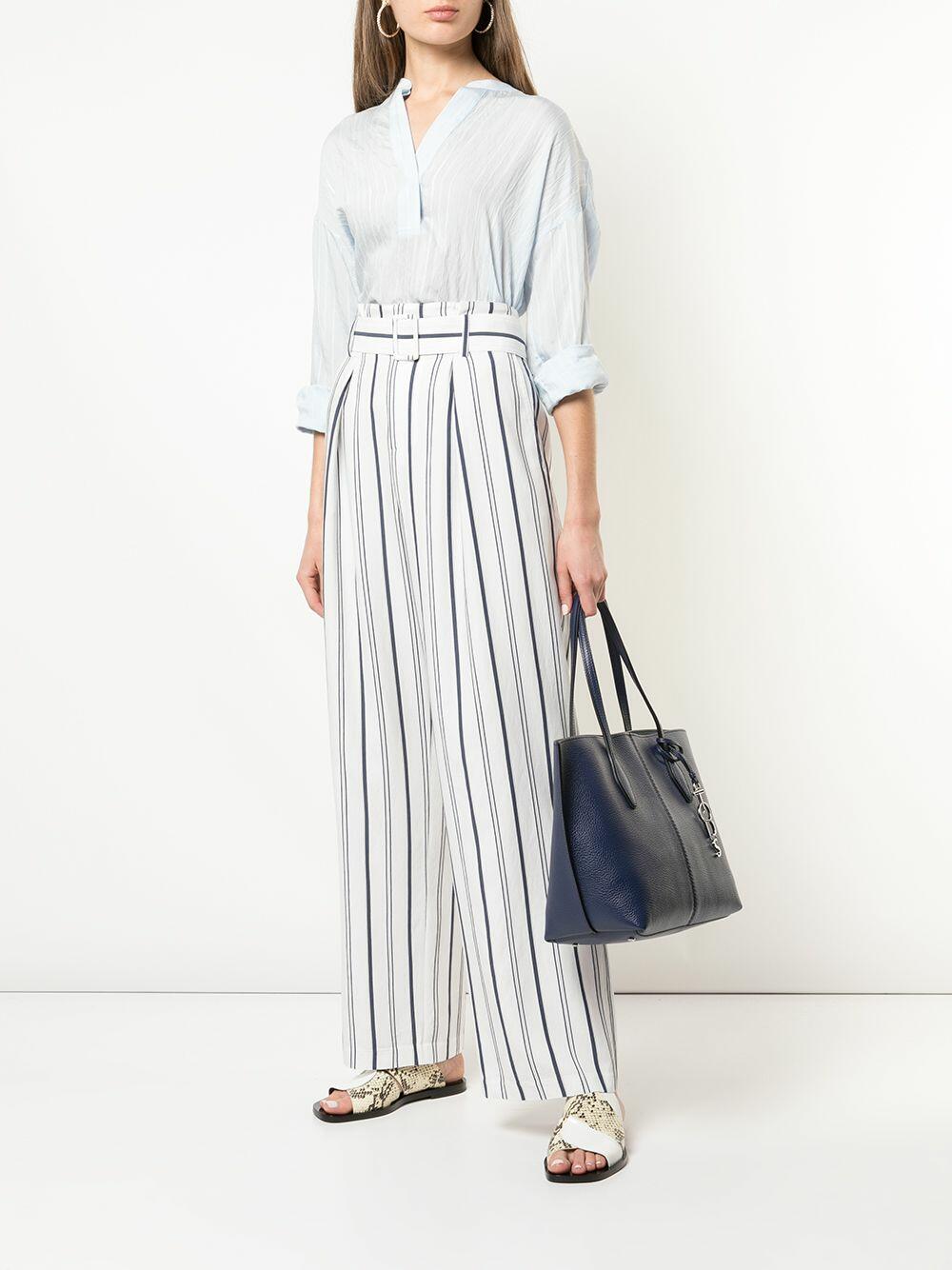 Vince - Powder Blue Striped Drape Blouse