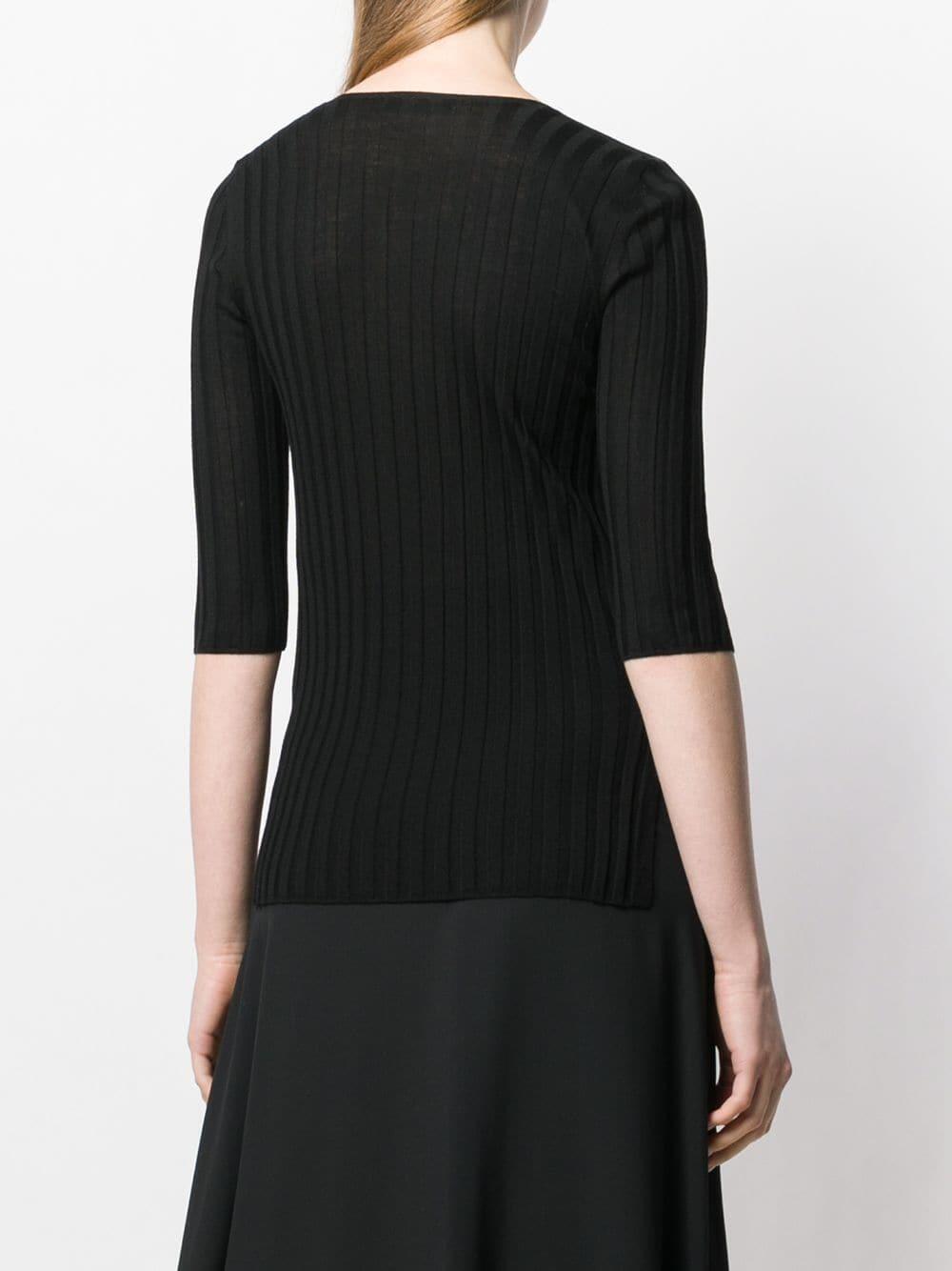 Dorothee Schumacher - Black Ribbed Elbow Sleeve Sweater