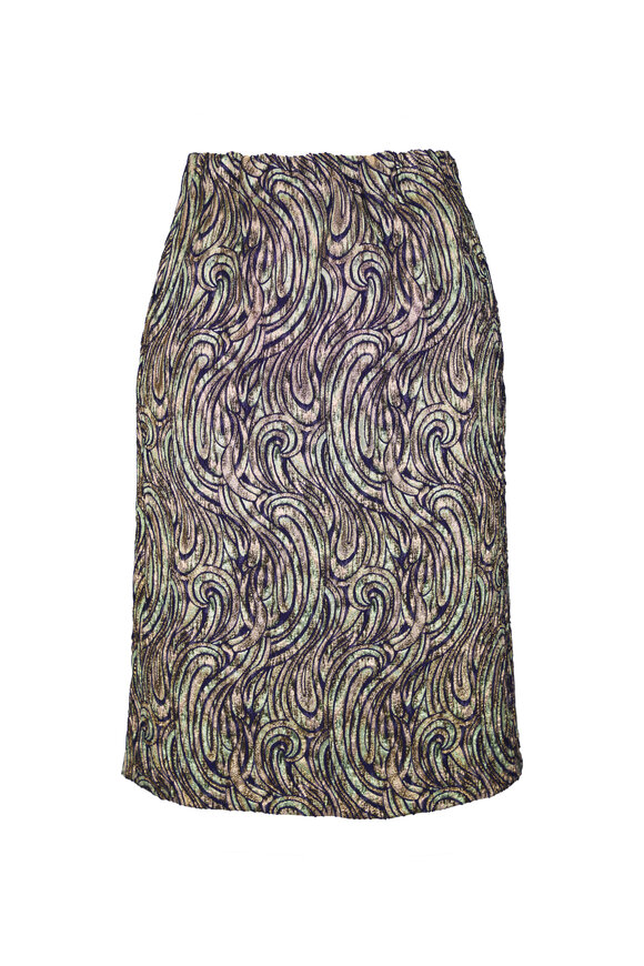 Odeeh Greengold Paisley Waves Print Skirt - view 1