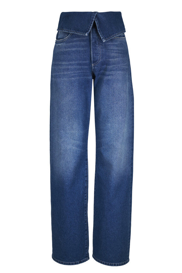 Dries Van Noten Medium Wash Fold Over Waist Jean - view 1