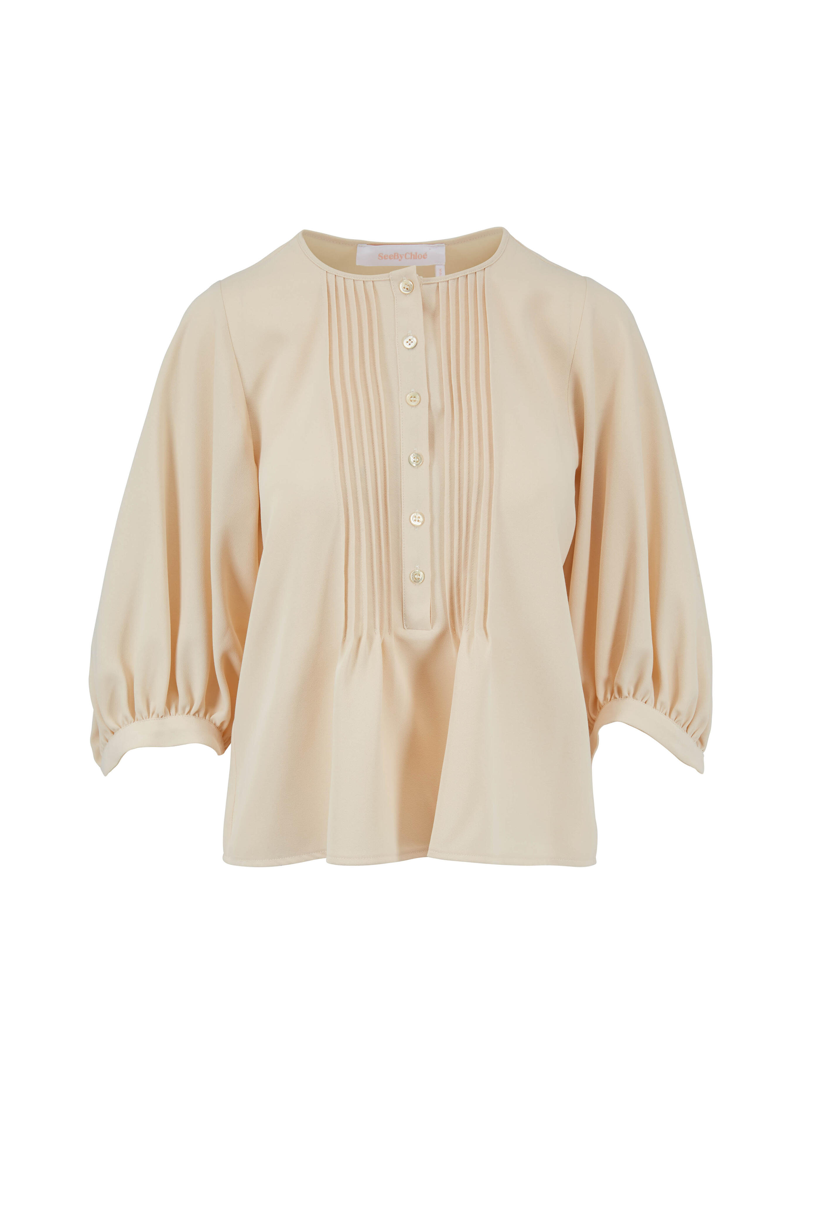 See by Chloé - Milk Three-Quarter Gathered Sleeve Blouse