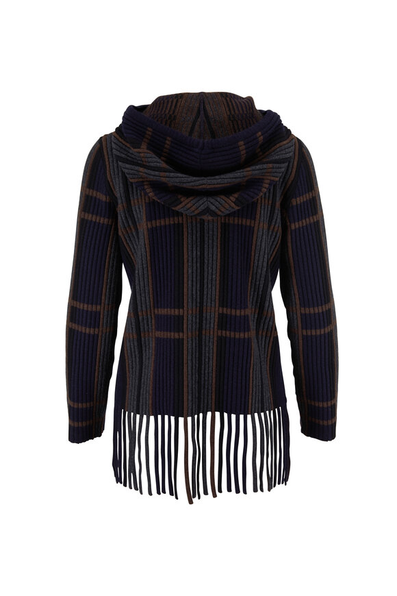 Akris - Navy & Multicolor Plaid Cashmere & Silk Sweater