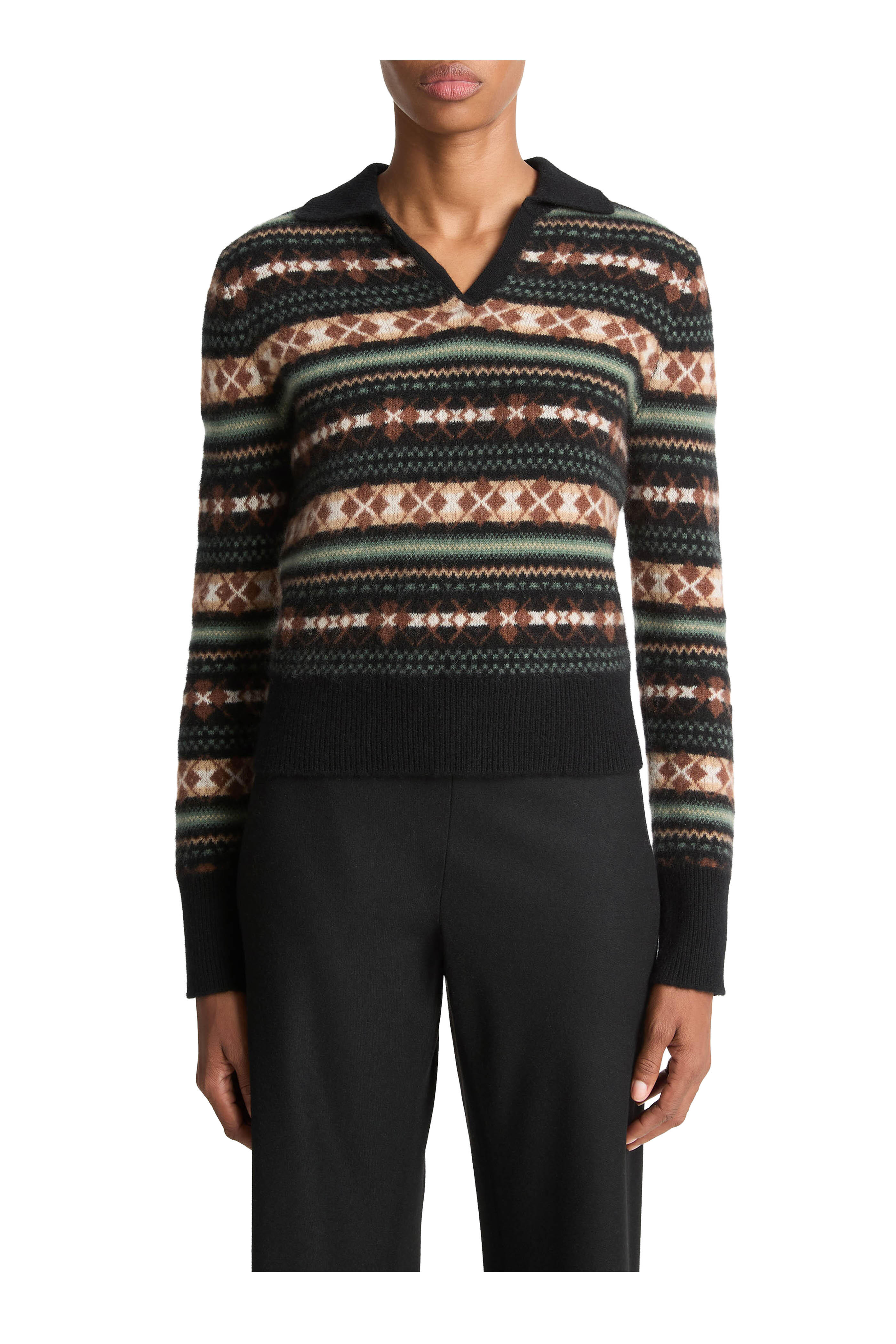 Vince - Cacao & Malachite Combo Fair Isle Sweater