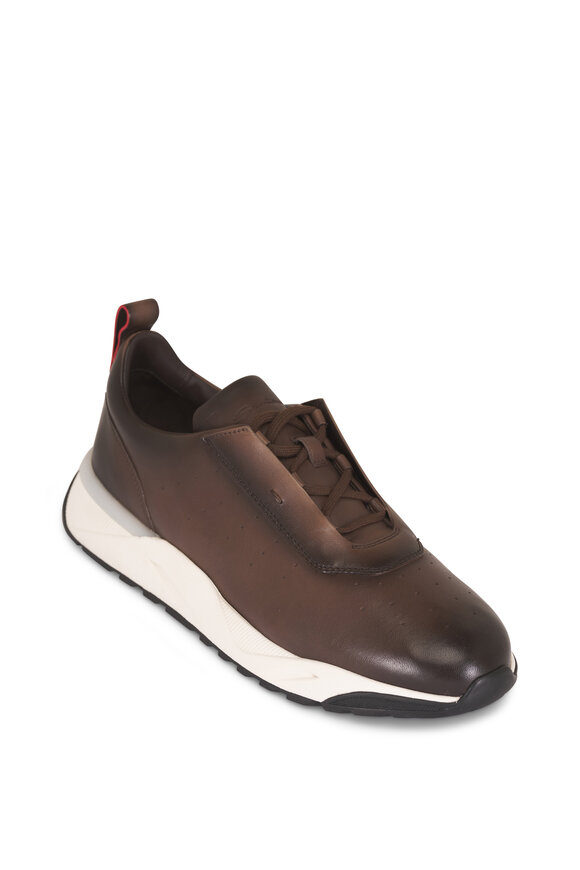 Santoni Dark Brown Leather Sneaker - view 1