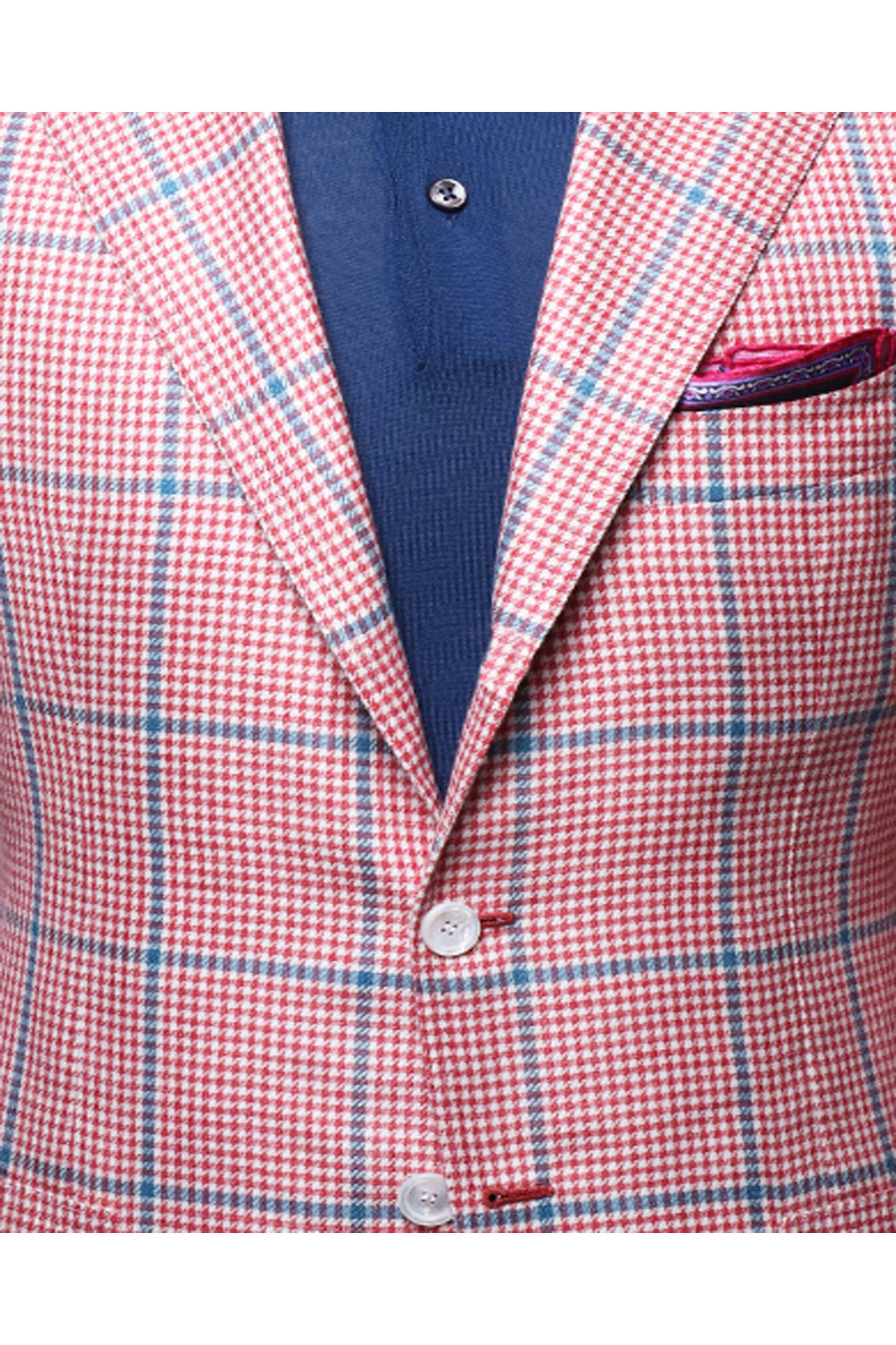 Cesare Attolini - White and Red Windowpane Houndstooth Sportcoat
