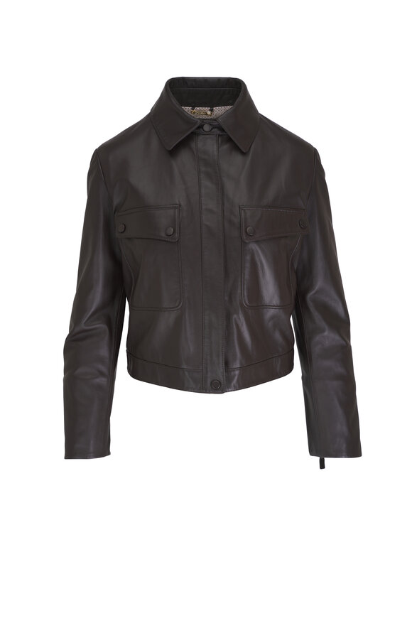 Giorgio Armani Brown Short Leather Jacket