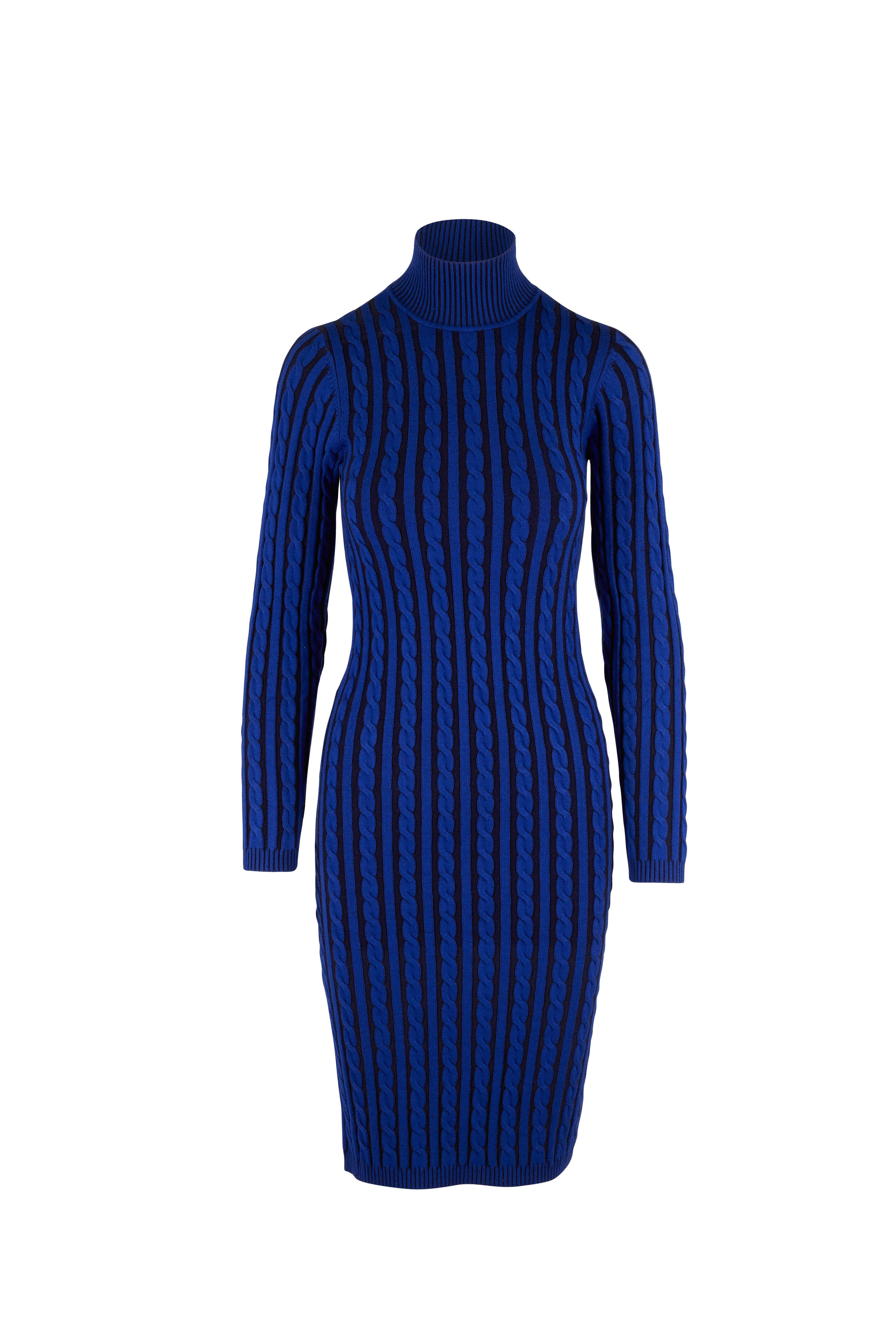 black and blue sweater dress Sail To Sable Wool-Blend Sweater Popover Midi Dress