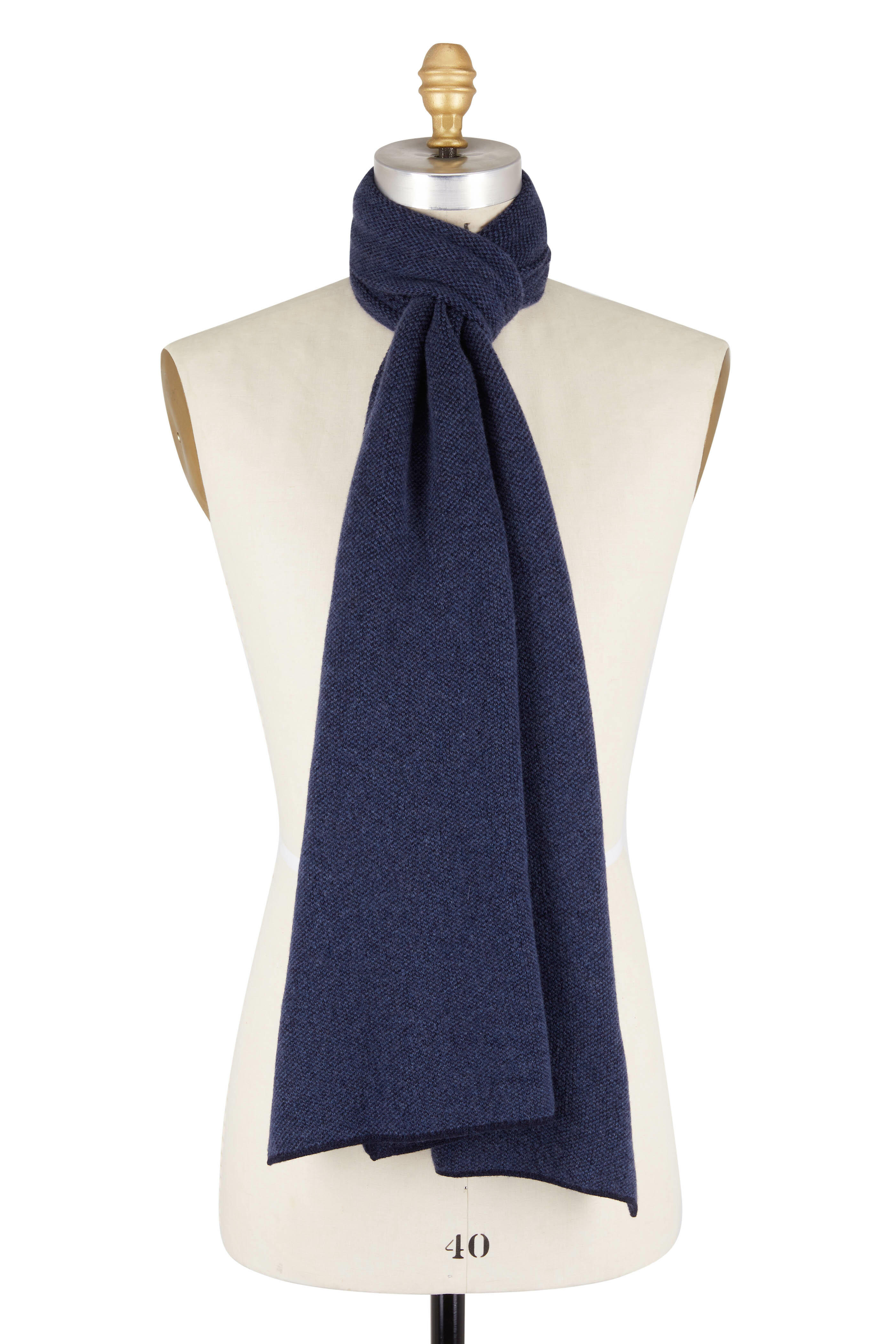 美品 FEDELI CASHMERE SCARF MADE IN ITALY Fedeli - Honey Navy Cashmere Scarf | Mitchell Stores