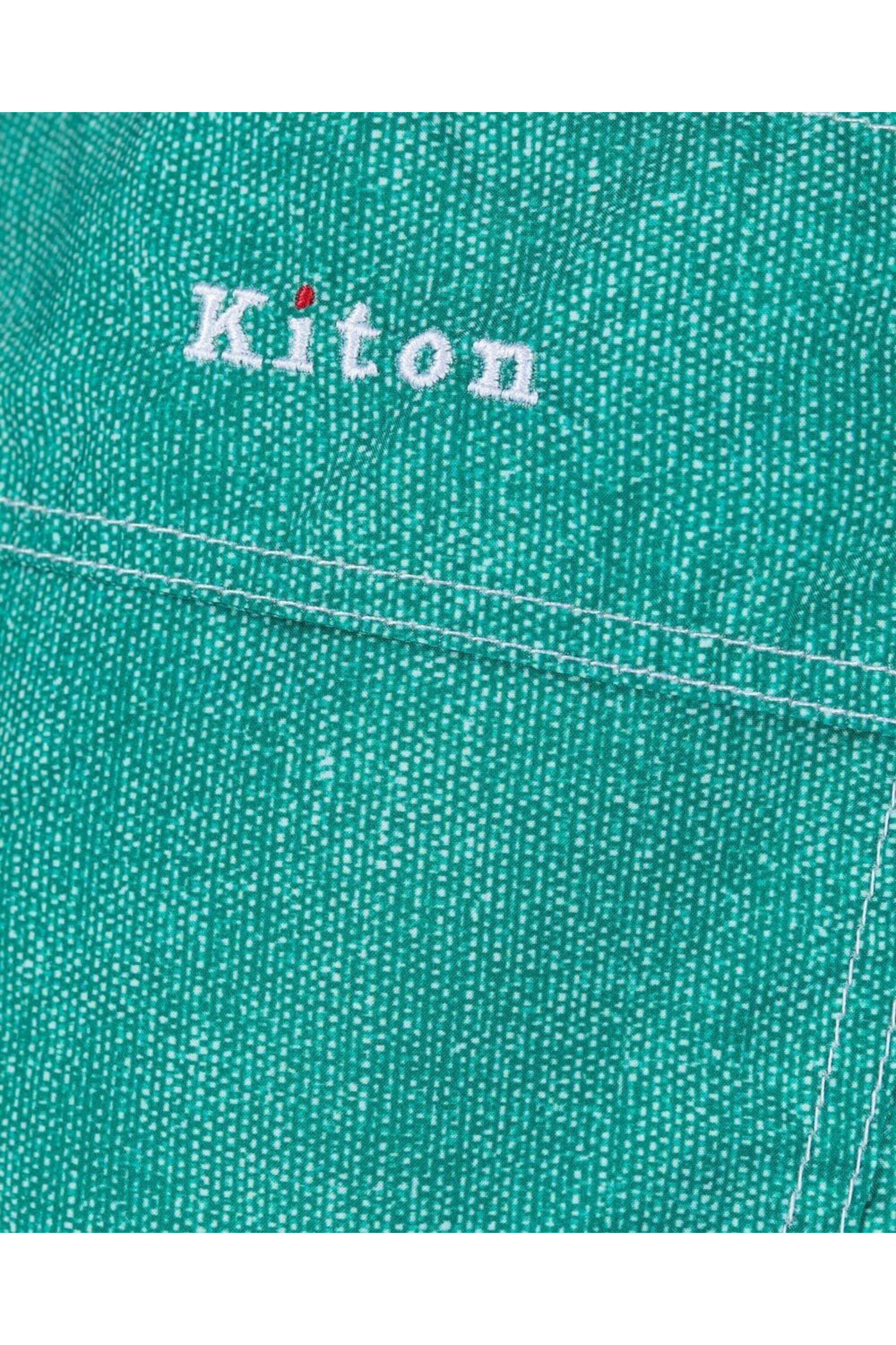 Kiton - Emerald Green Textured Print Swim Trunk