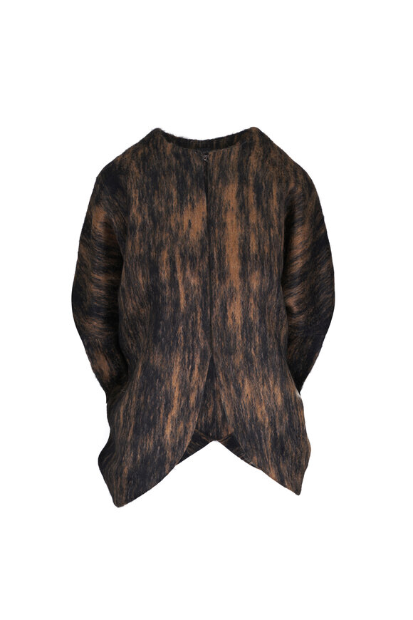 Zero + Maria Cornejo Rio Black & Brown Terra Coating Abstract Shrug