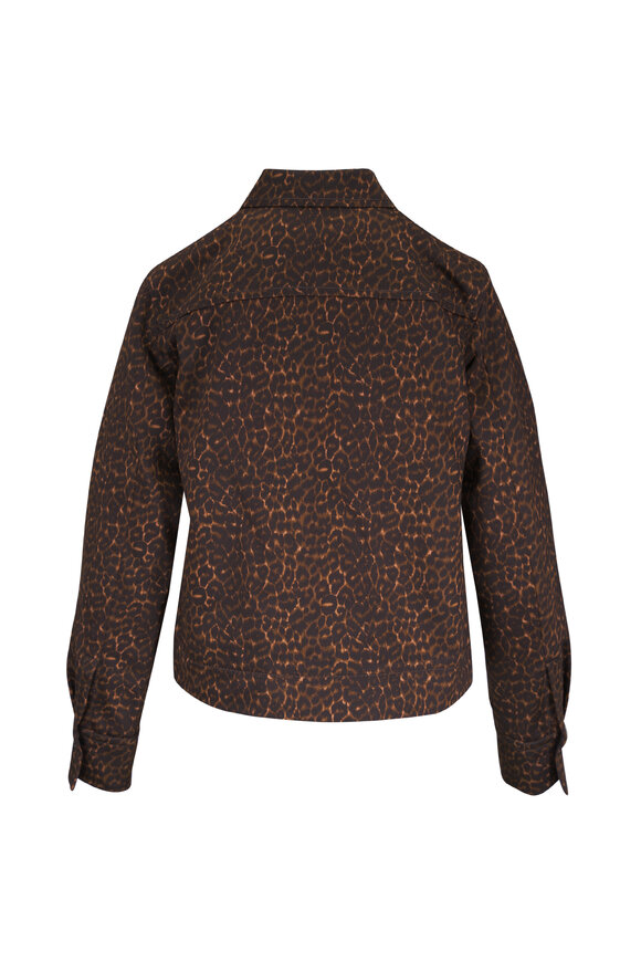 Odeeh Chocolate Animal Print Cotton & Wool Shacket - view 4