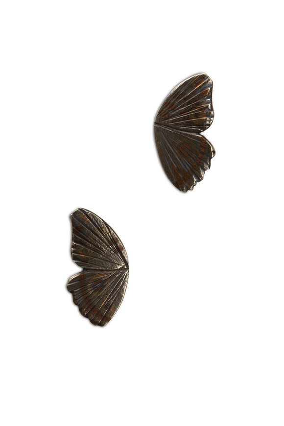 James Banks - Buckeye Butterfly Wing Gold Stud Earrings