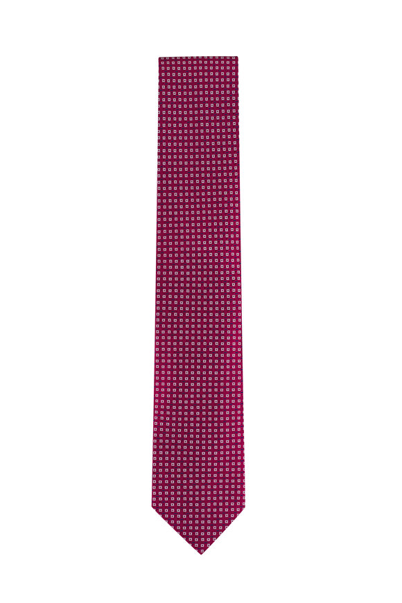Canali Red Textured Silk Necktie - view 1