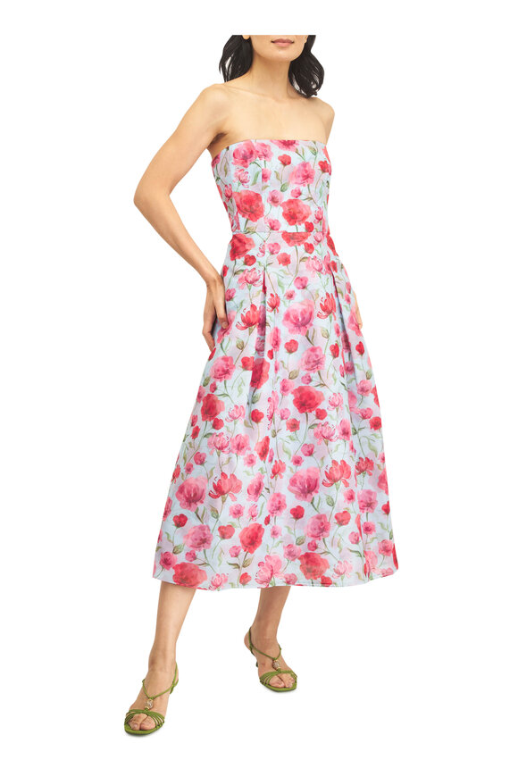 Sachin Babi Shay Sky Poppies Strapless Dress - view 2
