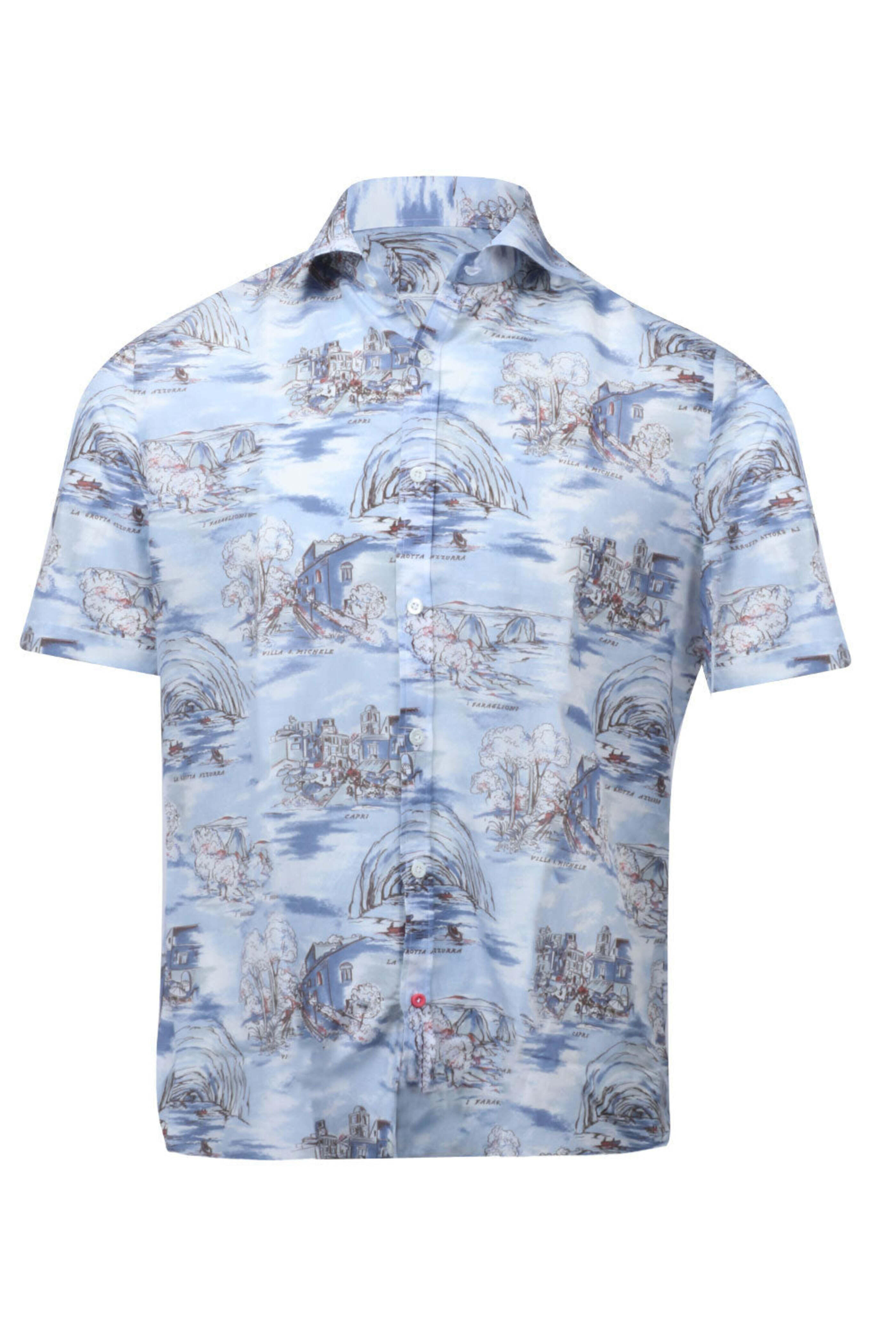 Isaia - Multicolor River Motif Dress Shirt