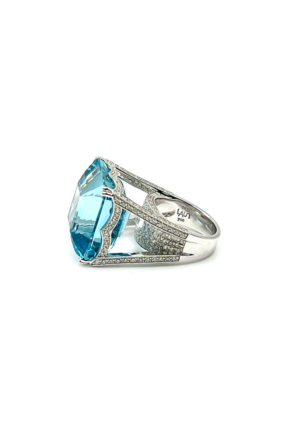 Alexander Laut 18k White Gold Diamond & Aquamarine Ring