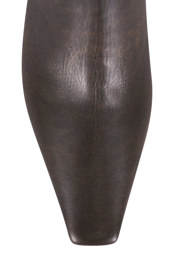 Brunello Cucinelli Brown Leather Monili Heel Ankle Boot, 50mm - view 6