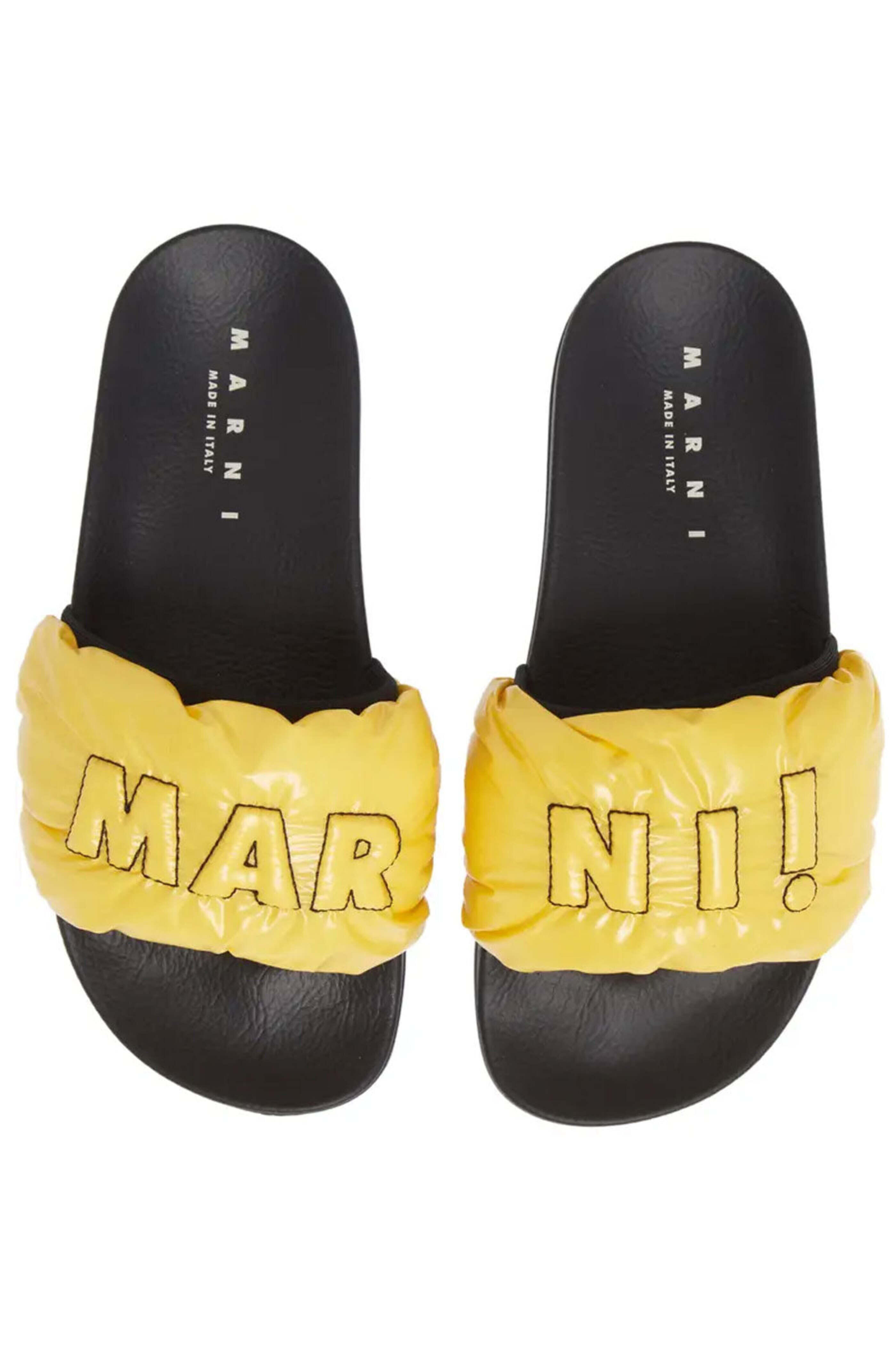 Marni - Logo Puffy Slides in Yellow