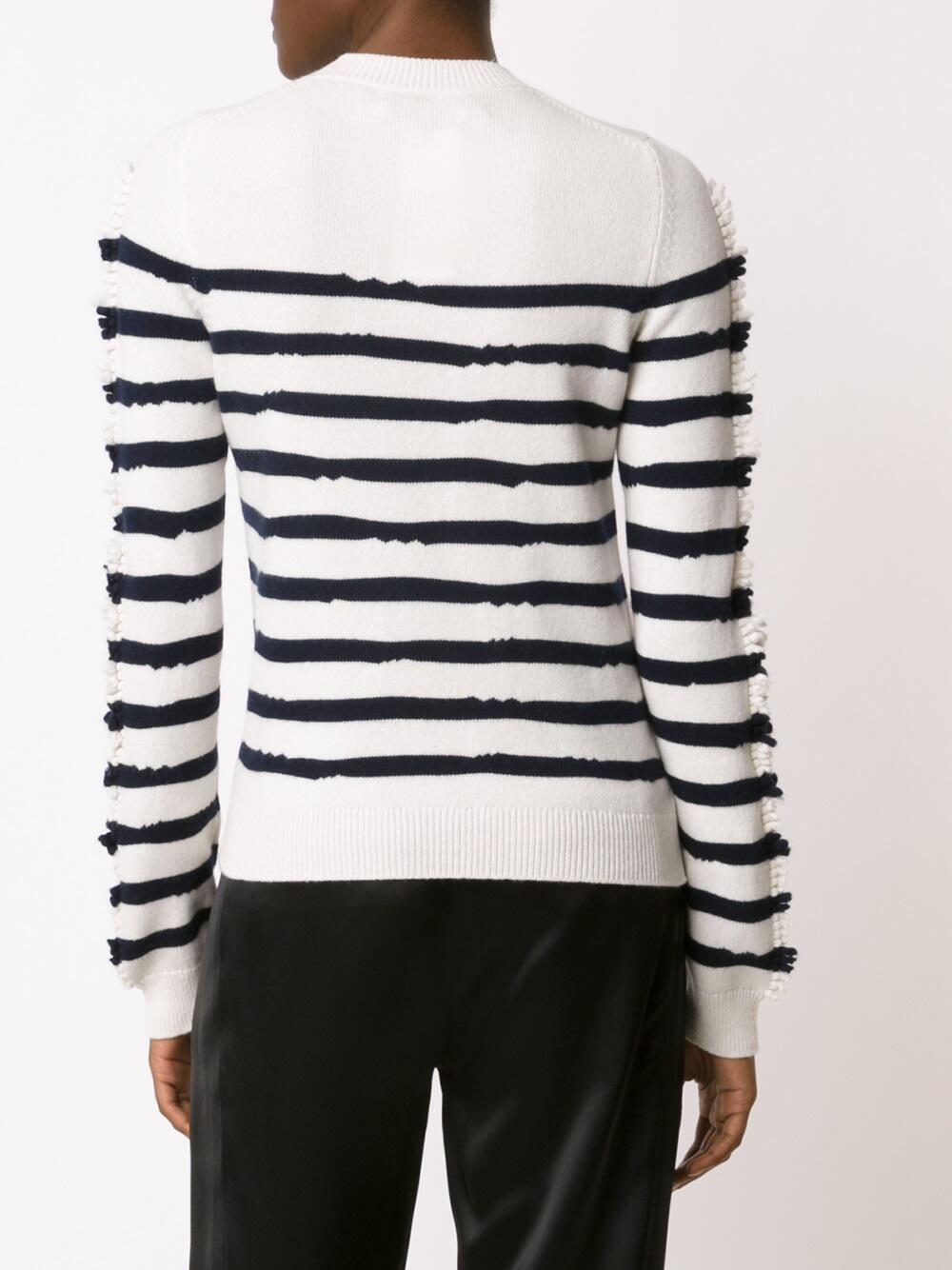 Barrie - Navy Blue & White Striped Cashmere Sweater