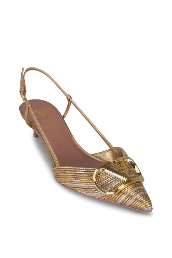 Valentino Garavani VLogo Light Gold Slingback, 40mm - view 1