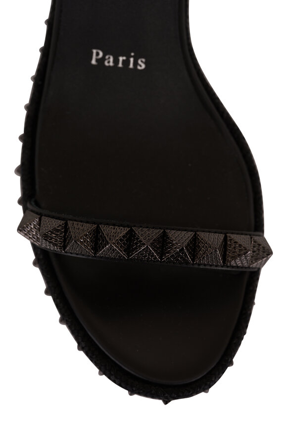 Christian Louboutin - Pyraclou Black Glitter Rockstud Espadrille, 60mm