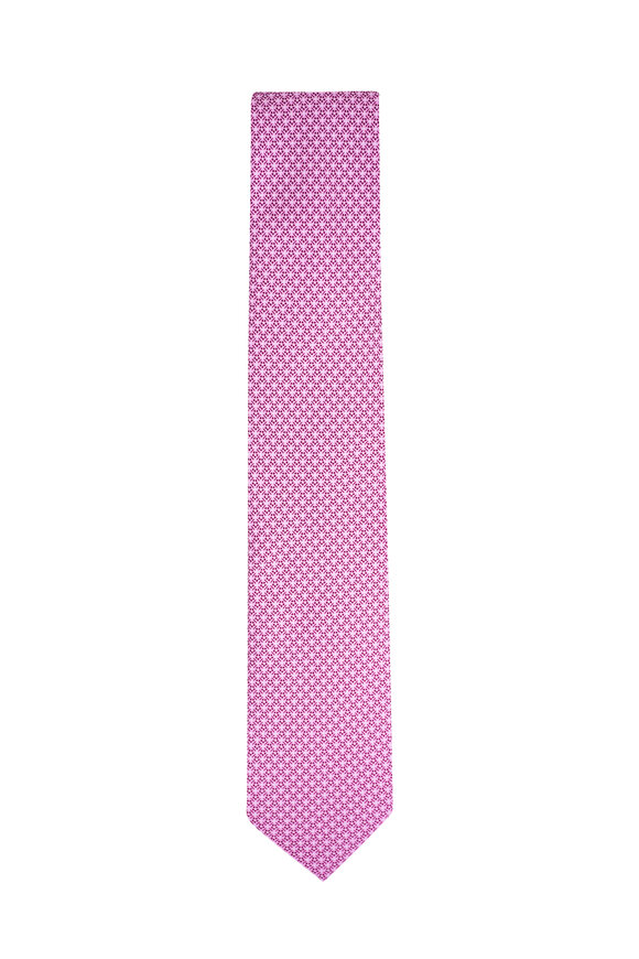 Zegna - Pink Geometric Silk Tie