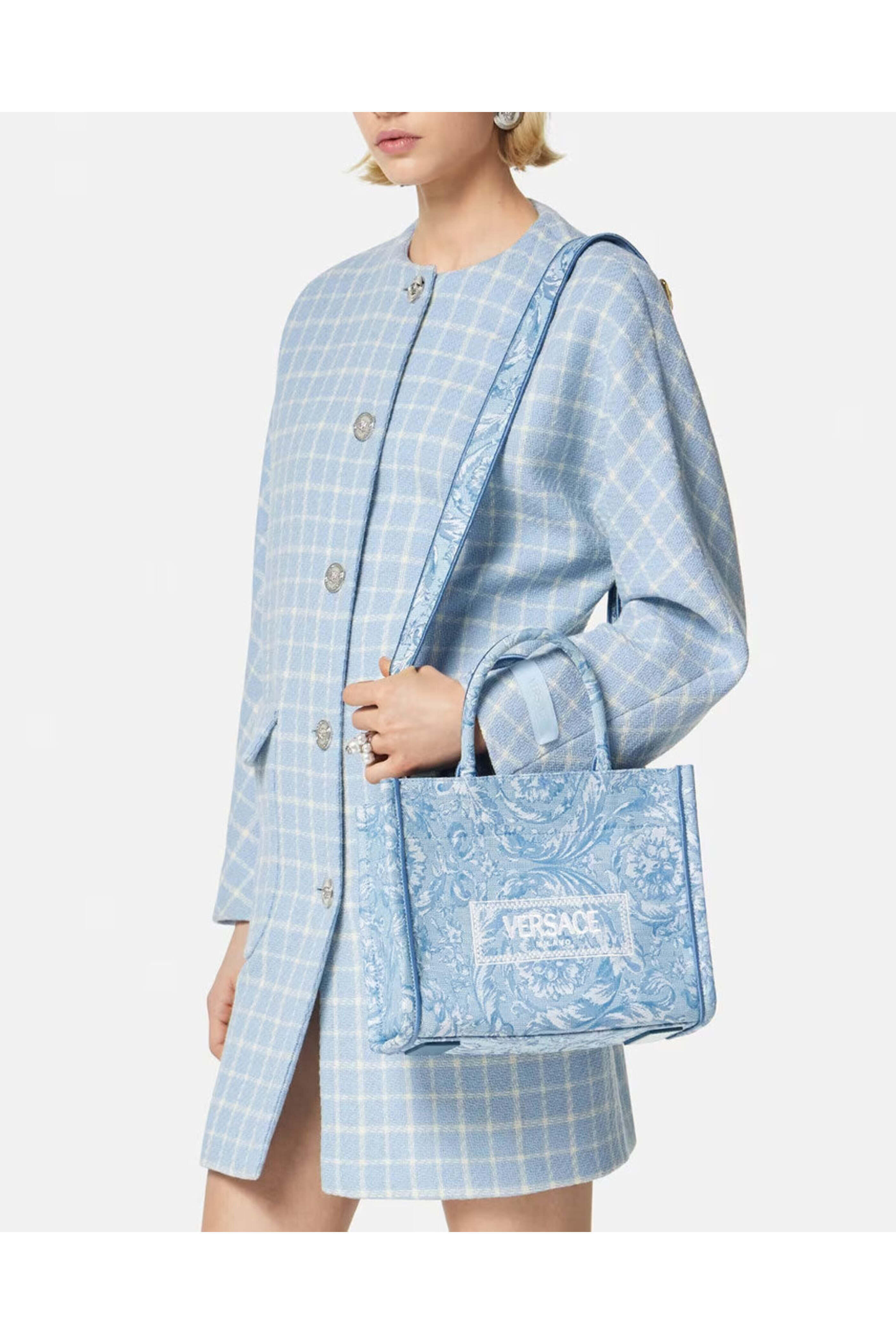 Versace - Barocco Athena Small Tote Bag in Baby Blue