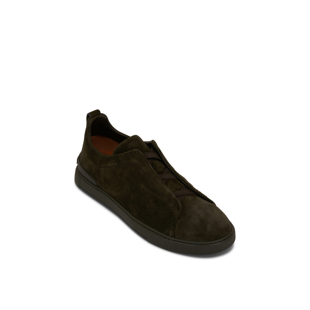 Zegna Men’s Dark Brown Suede Triple Stitch Sneakers | Size 8 0400021881823_DARKBROWN?wid=  main image 2