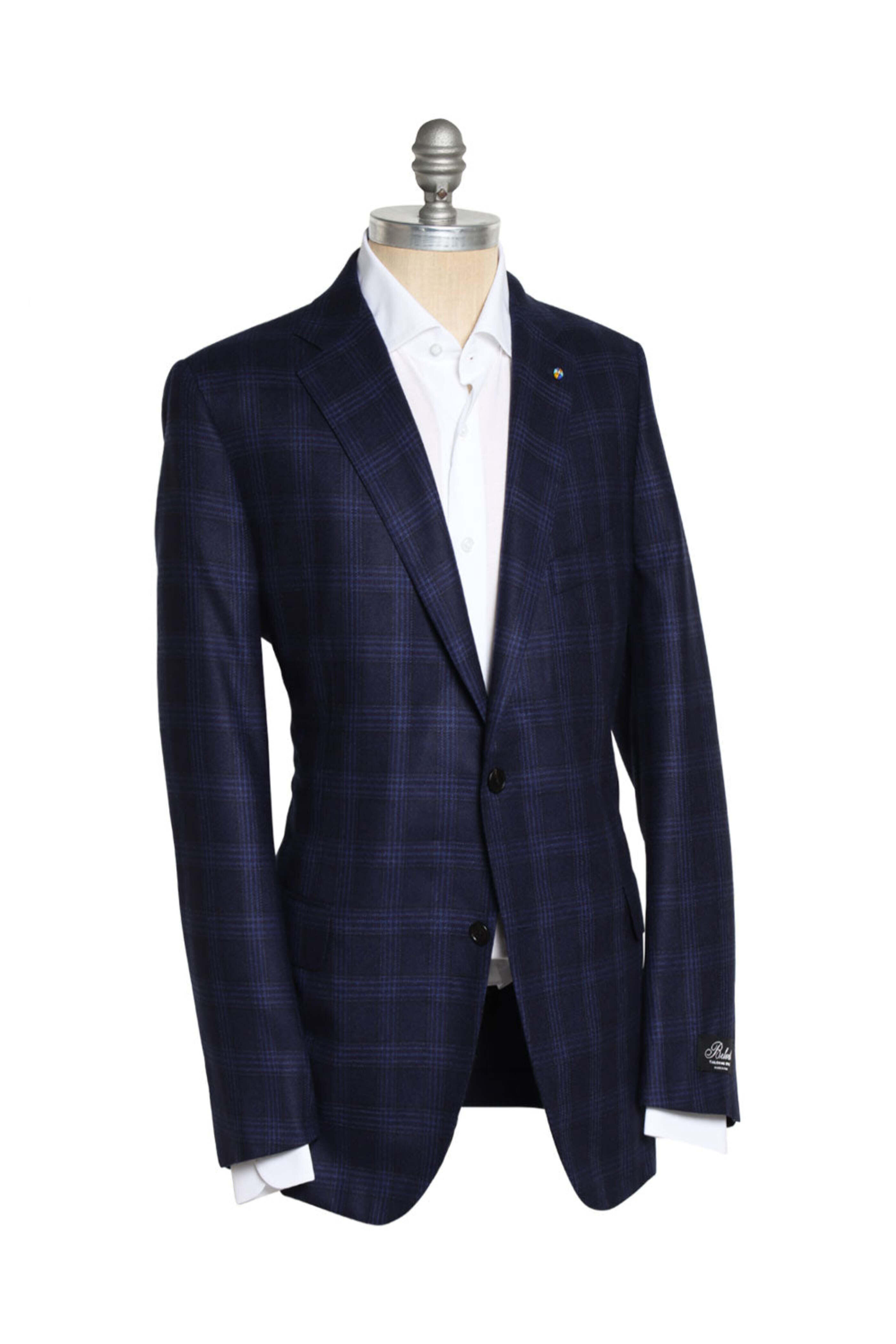 Belvest - Navy Silk Blend Plaid Sportcoat