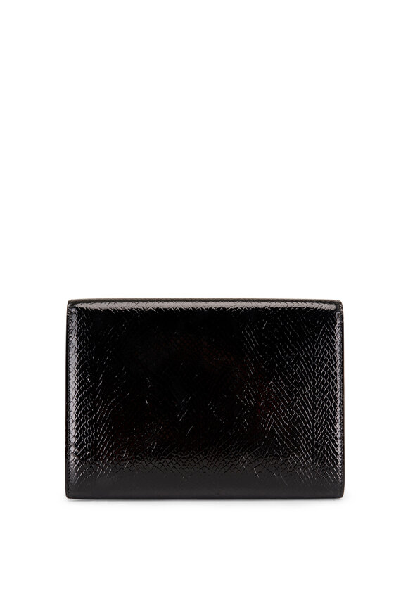 Saint Laurent - Black Embossed Patent Leather Flap Pouch 