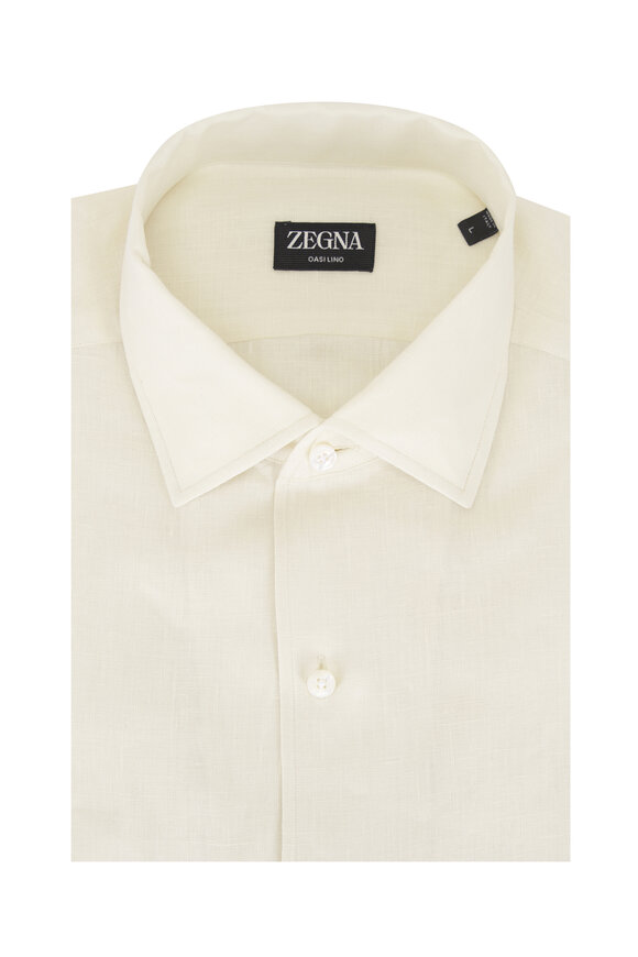 Zegna Oasi Yellow Linen Sport Shirt
