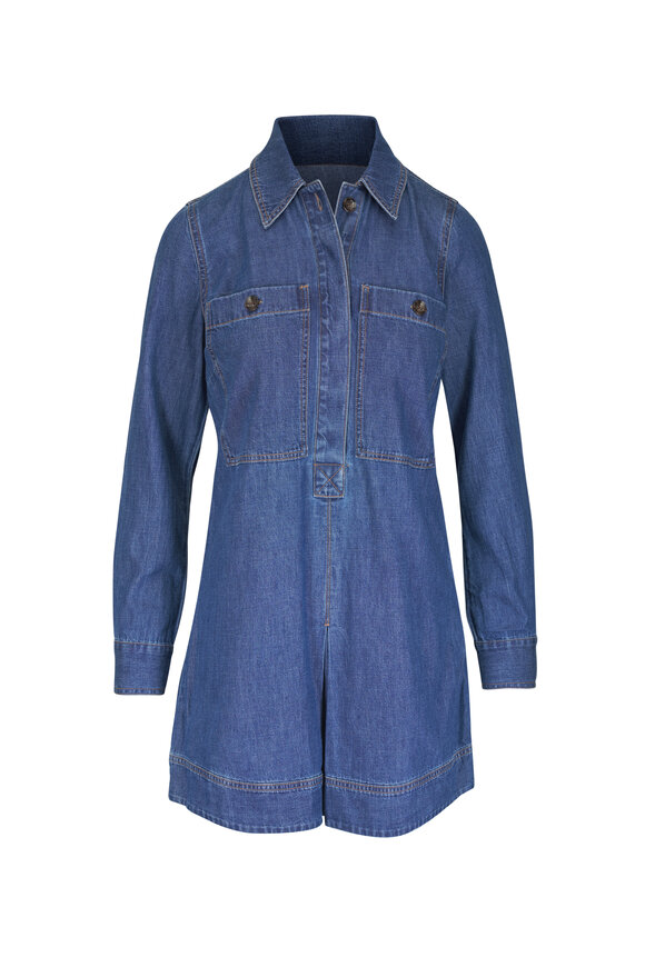 Veronica Beard Pryce Bandlit Light Cotton Mini Shirt Dress - view 1