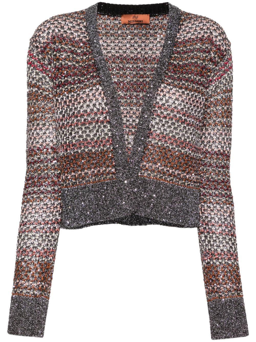 Missoni - Brown Multi Sequin Mesh Knit Cardigan