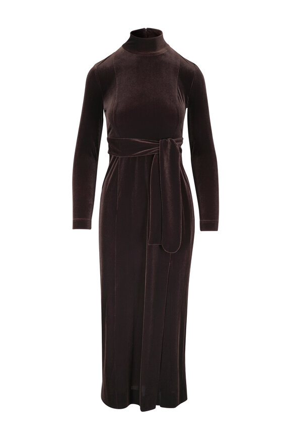 Akris Punto Techno Stretch Espresso Velvet Midi Dress - view 1