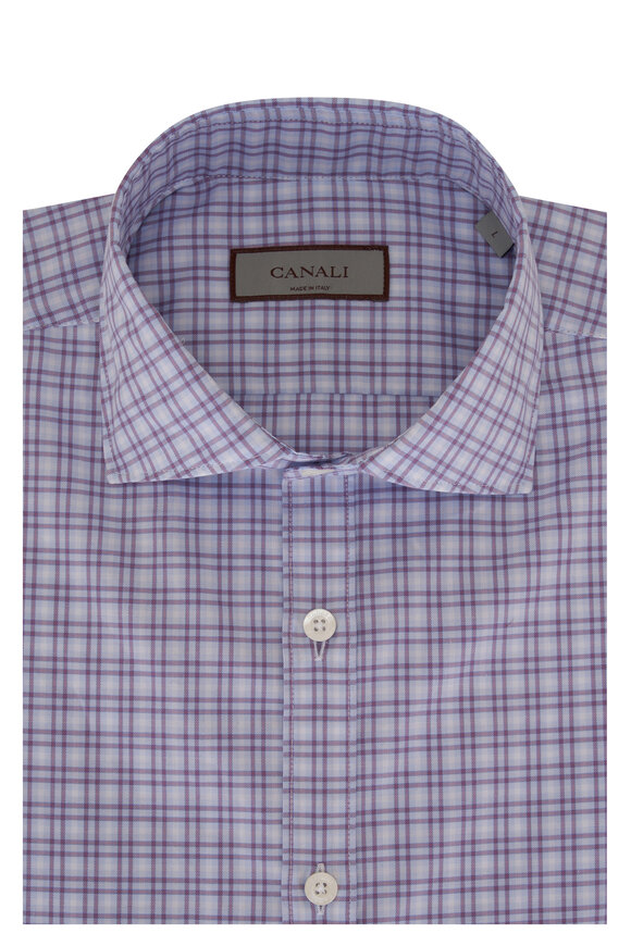 Canali - Blue & Purple Check Cotton Sport Shirt